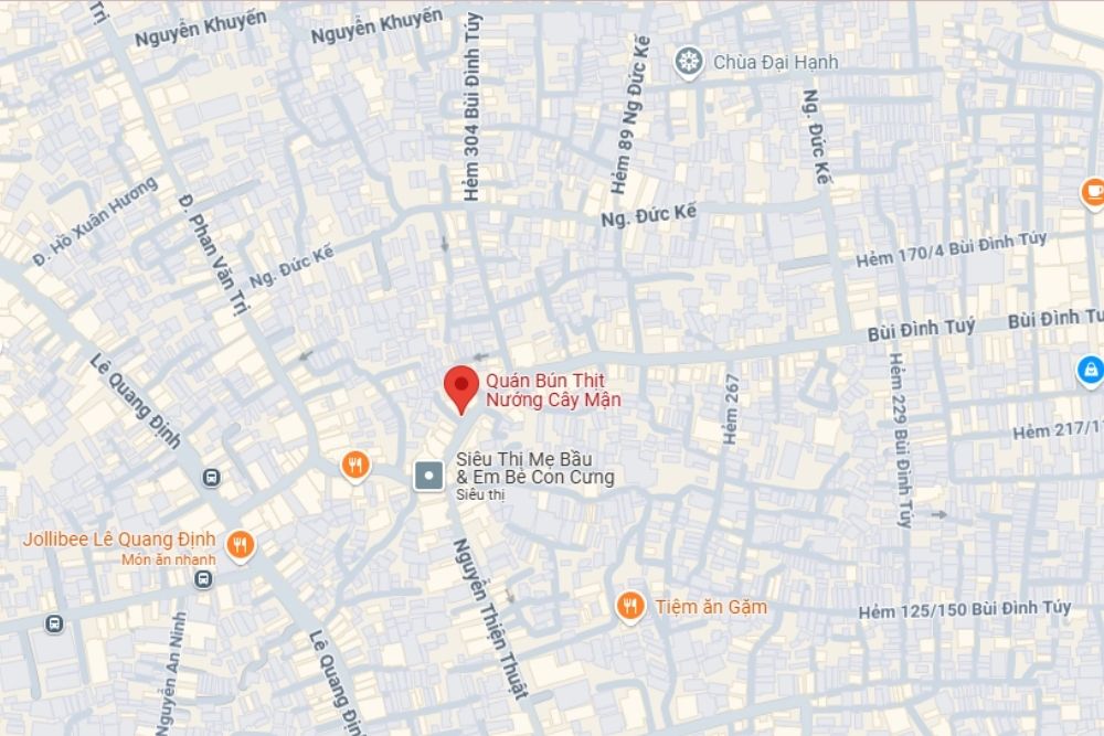 Địa chỉ quán bún thịt nướng Bình Thạnh Cây Mận (Ảnh: Google Maps)