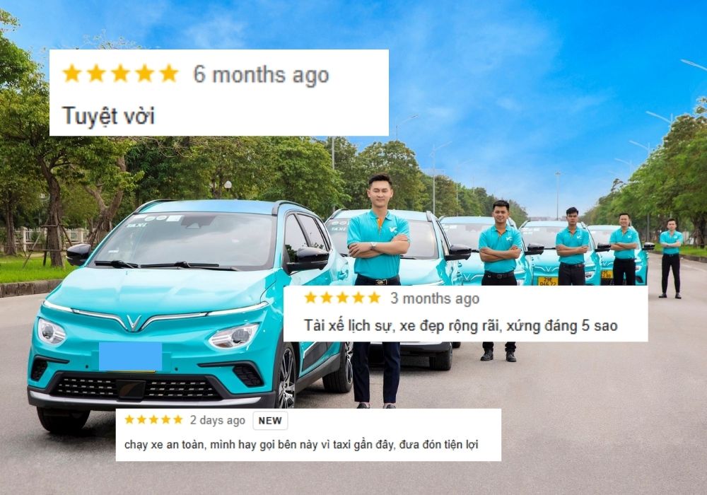 Khách hàng luôn tin tưởng và đánh giá cao về chất lượng dịch vụ của Taxi Xanh SM (Ảnh: Google Maps)