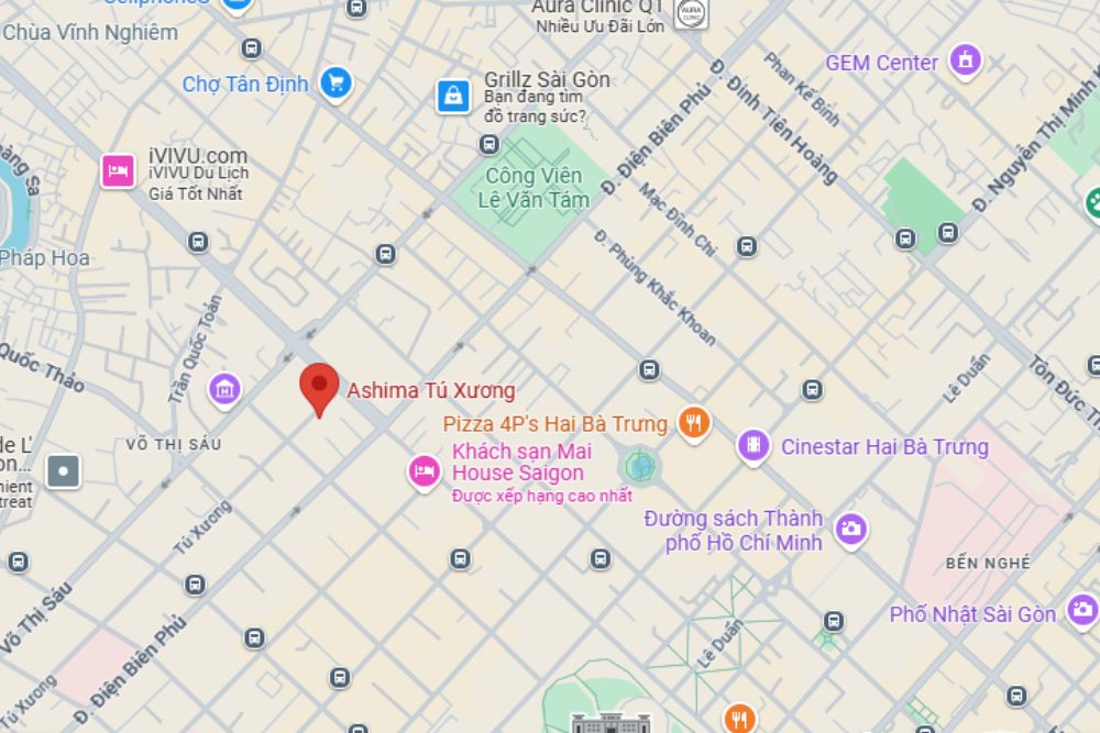 Tú Xương nằm ở vị trí đắc địa tại Phường Võ Thị Sáu, Quận 3 (Ảnh: Google Maps)