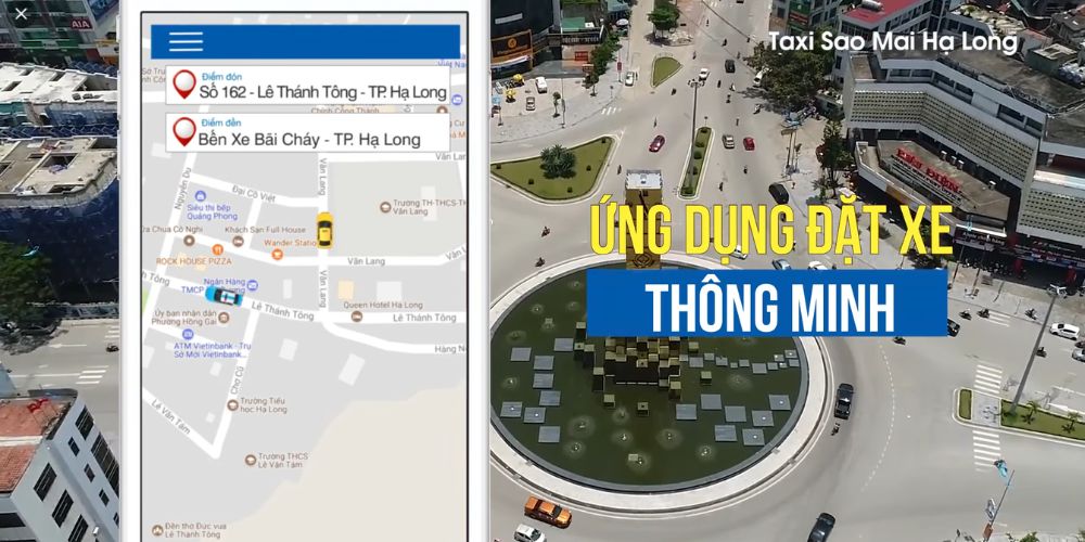 Giao diện ứng dụng đặt xe taxi Sao Mai