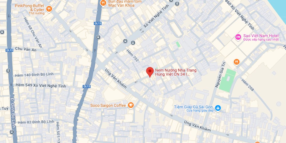 Địa chỉ nem nướng Hùng Việt tại Ung Văn Khiêm (Ảnh: Google Maps)