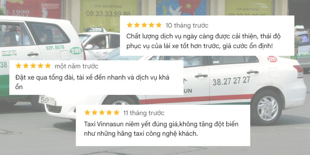 Feedback khách hàng về dịch vụ taxi Vinasun