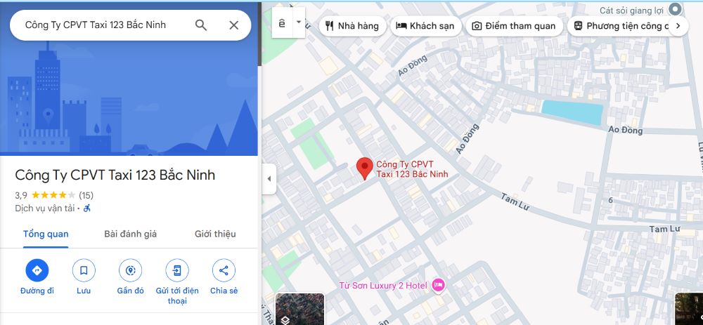 Địa chỉ trụ sở Taxi 123 Bắc Ninh (Ảnh: Google Maps)