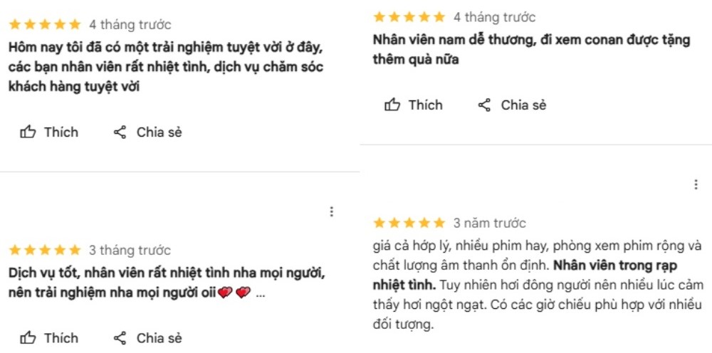 Nhân viên CGV luôn thân thiện, hỗ trợ khách hàng tận tình (Ảnh: Google Maps)