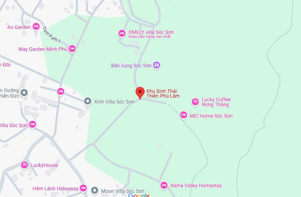 Đường đến Thiên Phú Lâm khá dễ đi, giao thông thuận tiện cho du khách (Ảnh: Google Maps)