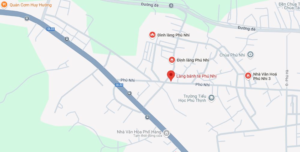 Địa chỉ làng bánh tẻ Phú Nhi tại Sơn Tây, gần Ba Vì (Ảnh: Google Maps)