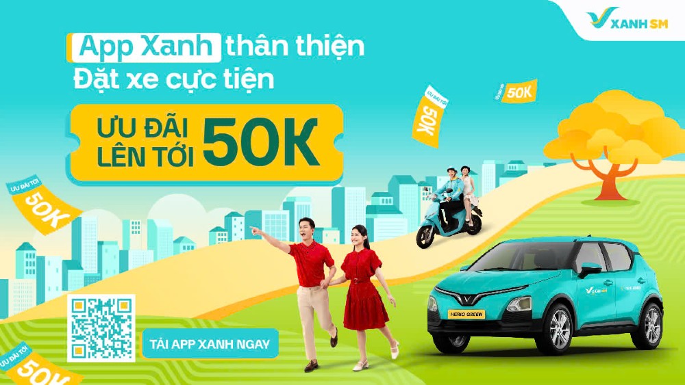 Tải app Xanh SM về máy, có ngay ưu đãi giảm giá “cực sốc” (Ảnh: Xanh SM)