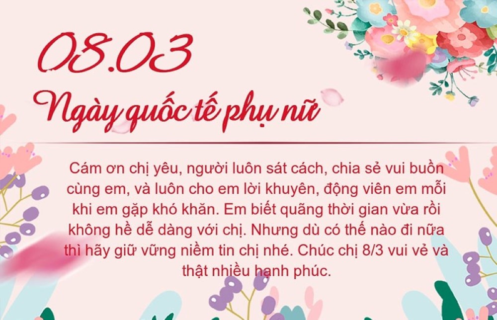 Mẫu câu chúc 8/3 hay gửi đến đồng nghiệp (Ảnh: Sưu tầm Internet)