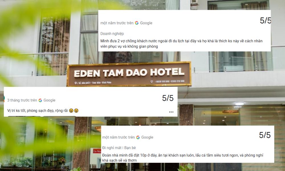 Eden Hotel được đánh giá chất lượng dịch vụ tốt từ phía khách hàng 