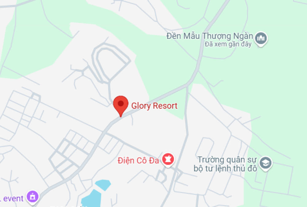 Khu nghỉ dưỡng Glory cách đền Mẫu Thượng Ngàn 1km (Ảnh: Google Maps)