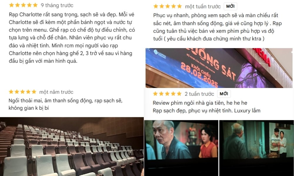 Một số đánh giá tích cực của khán giả sau khi trải nghiệm xem phim tại rạp Lotte Cinema Westlake Tây Hồ, Hà Nội