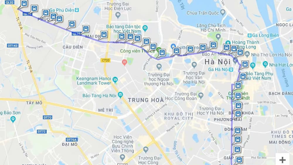 Bản đồ Hà Nội với sơ đồ các tuyến bus (Ảnh: busmediavn.com)