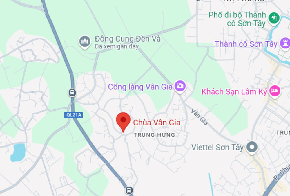 Chùa Vân Gia cách di tích đền Và trong bán kính 2km (Ảnh: Google Maps)