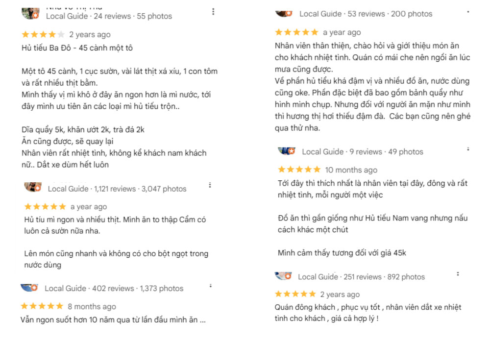 Quán được khách hàng yêu thích nhờ chất lượng hủ tiếu giữ vững suốt nhiều năm (Ảnh: Google Maps)