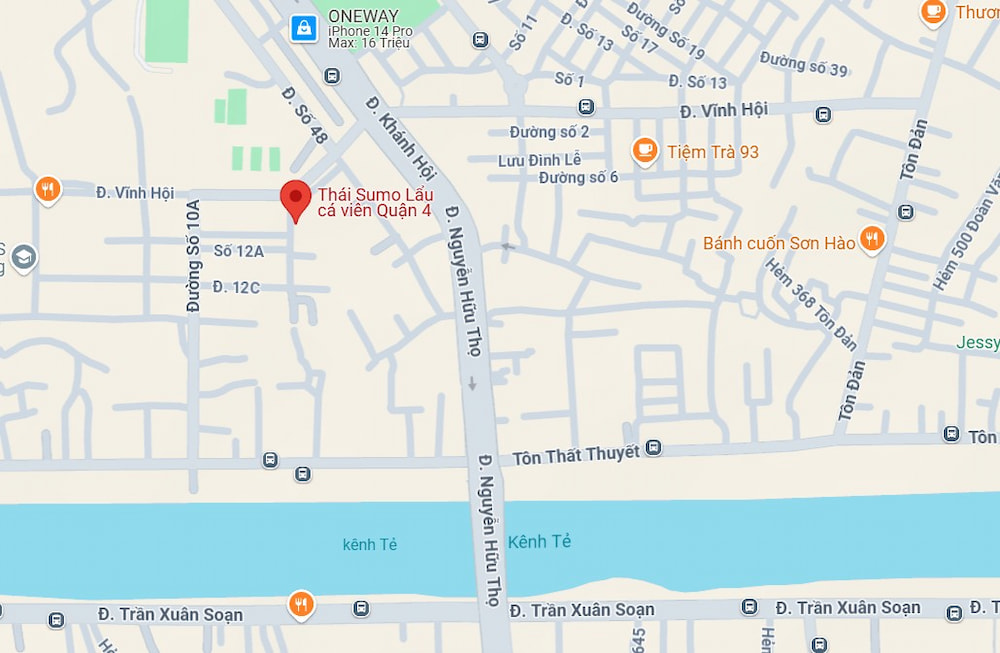 Thái Sumo - Lẩu Cá Viên nằm gần đường Nguyễn Hữu Thọ (Ảnh: Google Maps)