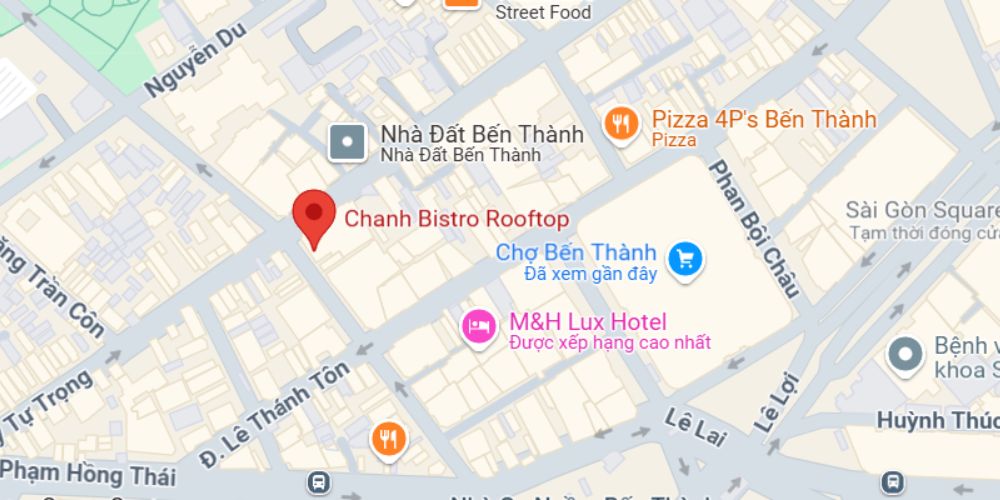 Chanh Bistro Rooftop Saigon chỉ cách chợ Bến Thành 5 phút đi bộ 