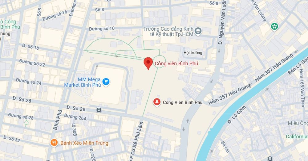 Công viên Bình Phú thuộc Phường 11 Quận 6 Thành phố Hồ Chí Minh (Ảnh: Google Maps)