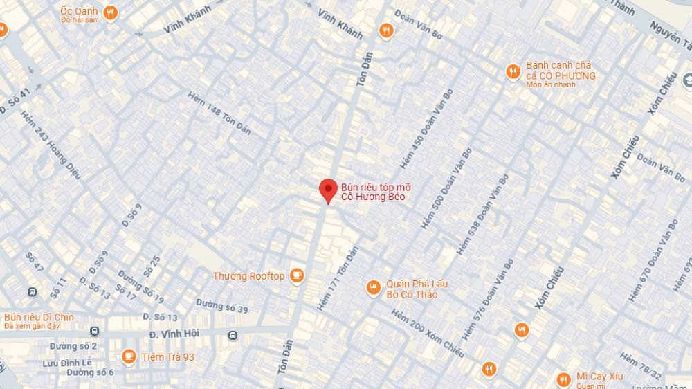 Bún riêu tóp mỡ Cô Hương Béo tại Quận 4 (Ảnh: Google Maps)