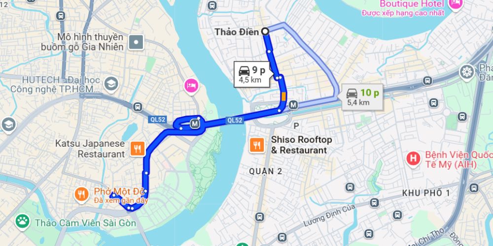 Gợi ý tuyến đường từ Thảo Điền đến quán Khói