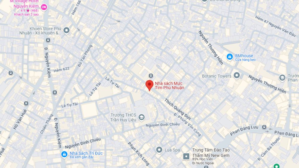 Thông tin địa chỉ của nhà sách Mực Tím (Ảnh: Google Maps)