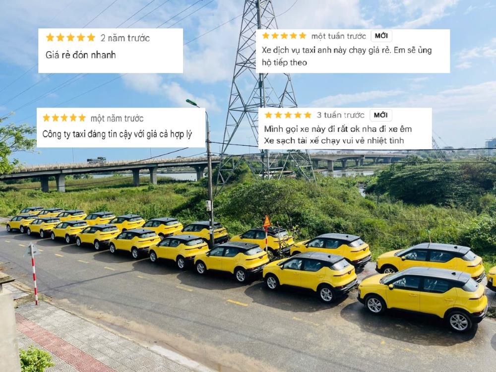 Những đánh giá 5 sao dành cho dịch vụ của taxi Tiên Sa Mộ Đức (Ảnh: Google Maps)