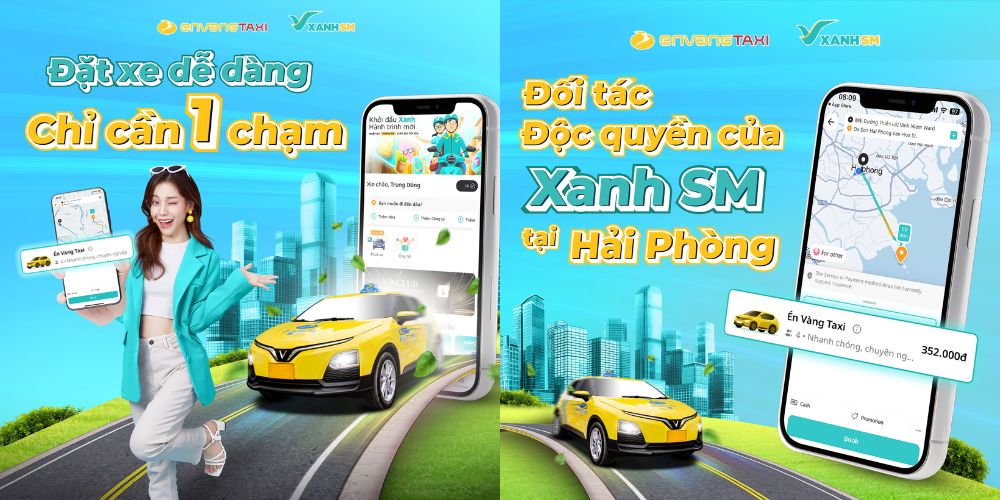 Bạn có thể đặt taxi Én Vàng trên ứng dụng Xanh SM 