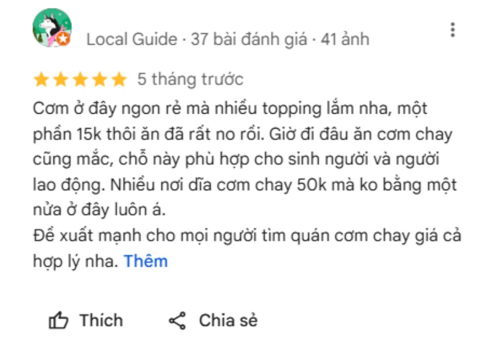 Những đánh giá tích cực đối với quán Thiên Ngân