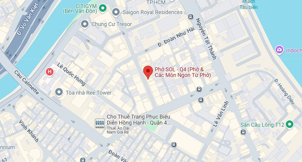 Địa chỉ của quán Phở SOL - Q4 (Phở & Các Món Ngon Từ Phở) (Ảnh: Google Maps)