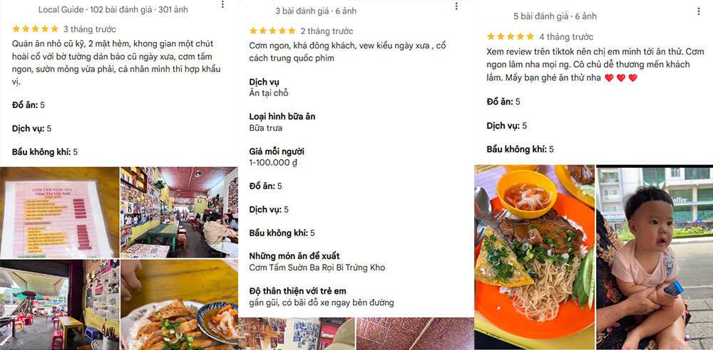 Đánh giá của khách hàng trên Google Maps (Ảnh: Google Maps)