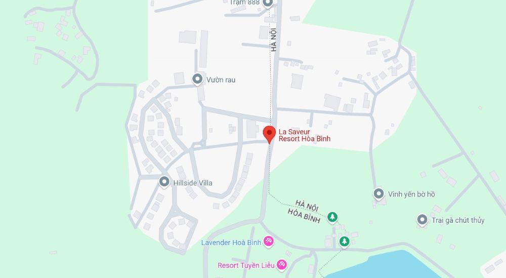 La Saveur Resort nằm tại Suối Sếu, Hòa Bình có vị trí đẹp (Ảnh Google Maps)