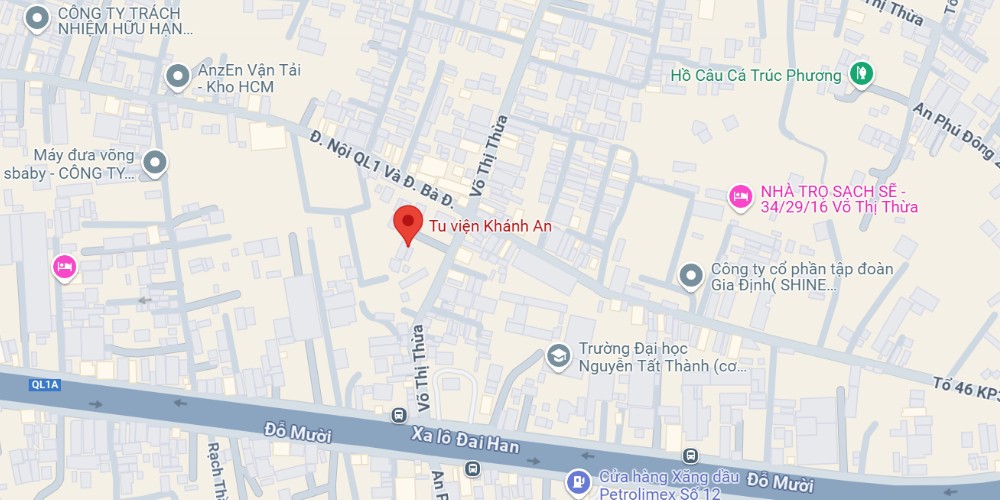 Vị trí của tu viện Khánh An Q12 TP HCM (Ảnh: Google Maps)