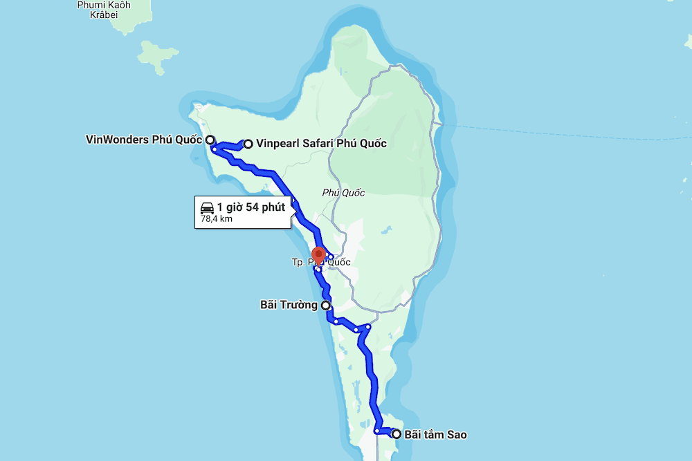 Bản đồ du lịch các địa điểm tại Phú Quốc 