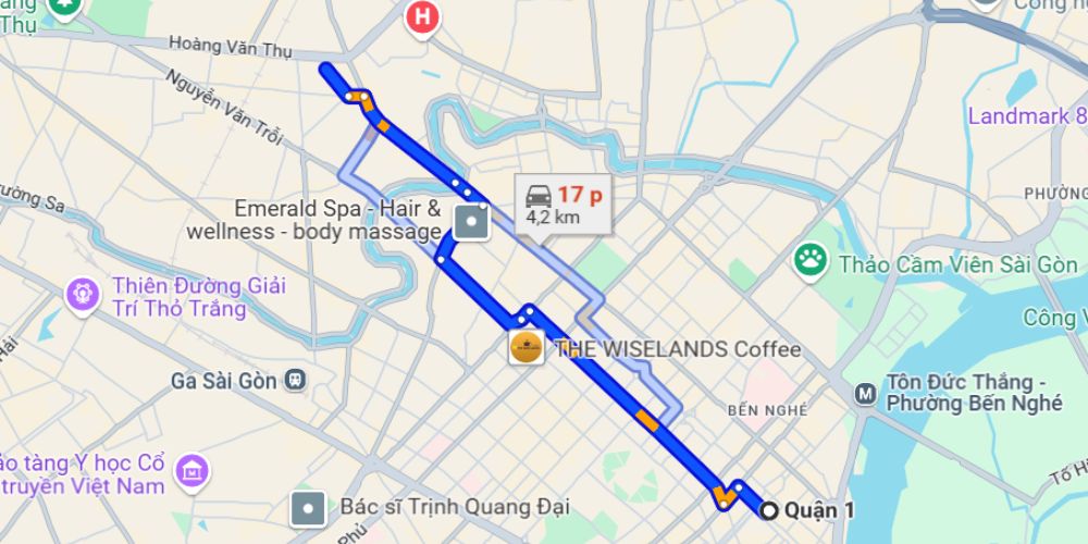 Gợi ý tuyến đường từ trung tâm Quận 1 đến Ráng Chiều Rooftop