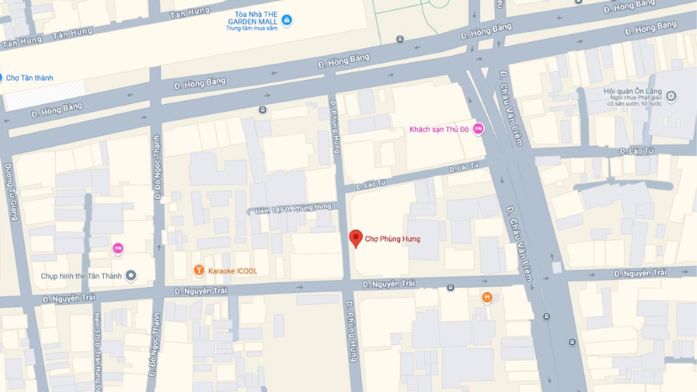 Vị trí của chợ Phùng Hưng Q5 trên bản đồ (Ảnh: Google Maps)