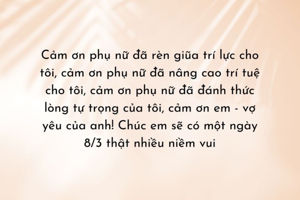 Lời chúc 8/3 cho vợ ngọt ngào (Ảnh: Sưu tầm Internet)