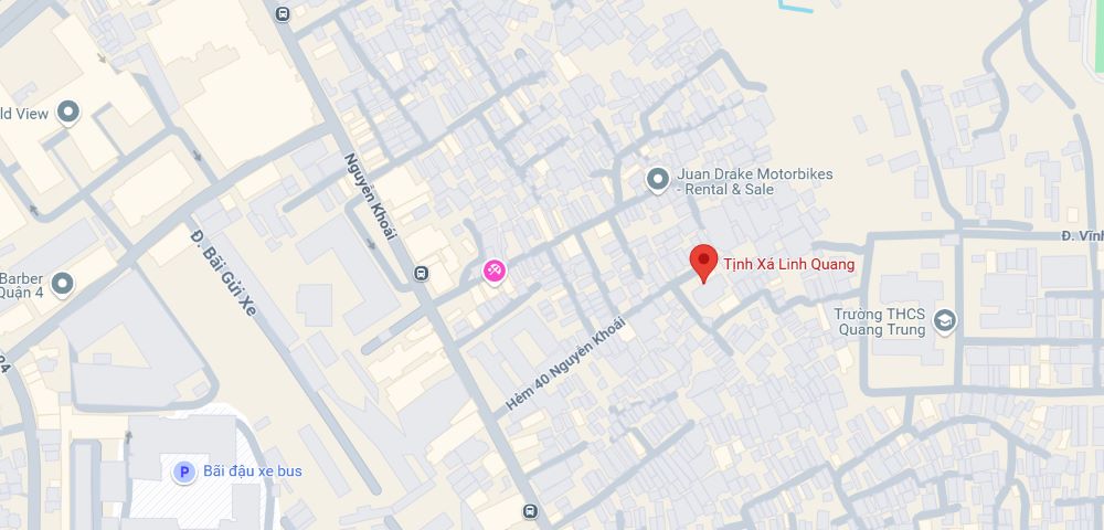 Tịnh xá Linh Quang nằm trong con hẻm nhỏ tại Quận 4, Sài Gòn (Ảnh: Google Maps)