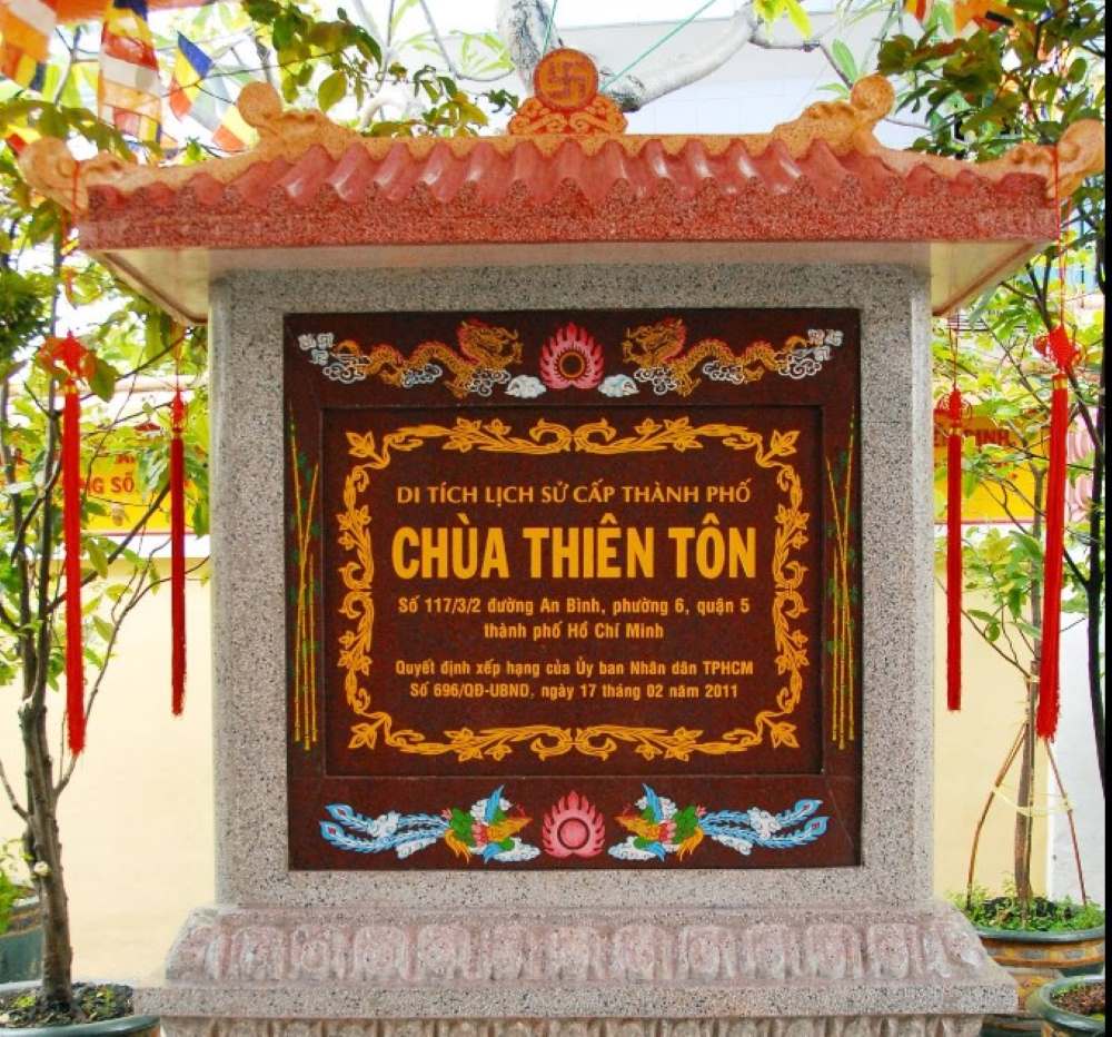 chùa Thiên Tôn đã được công nhận là Di tích lịch sử cấp Thành phố vào năm 2011
