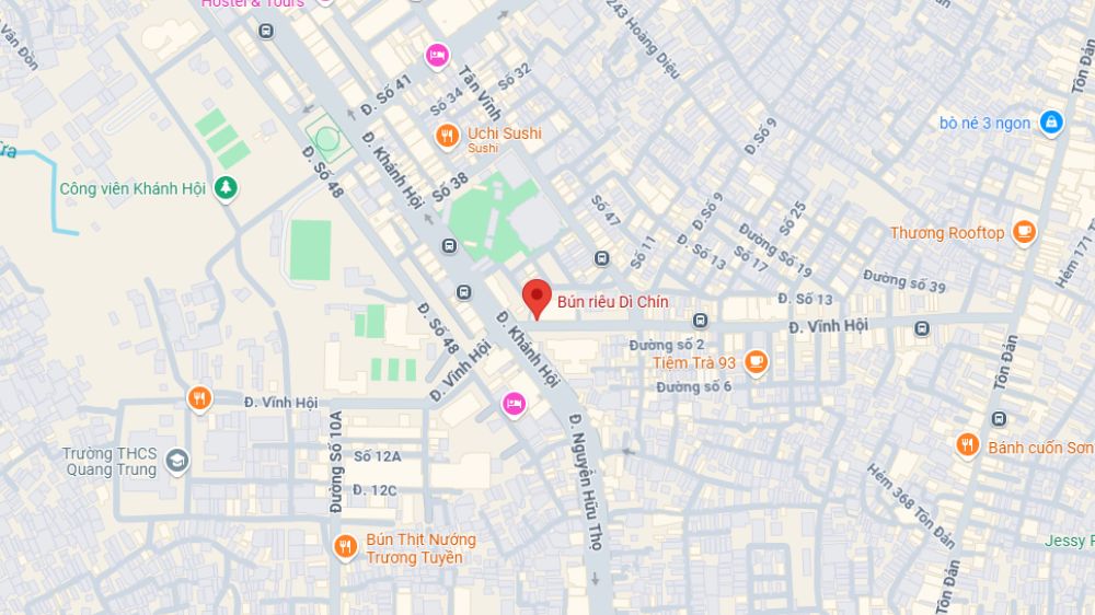 Bún riêu Dì Chín tại chung cư Tôn Thất Thuyết, P4, Q4 (Ảnh: Google Maps)