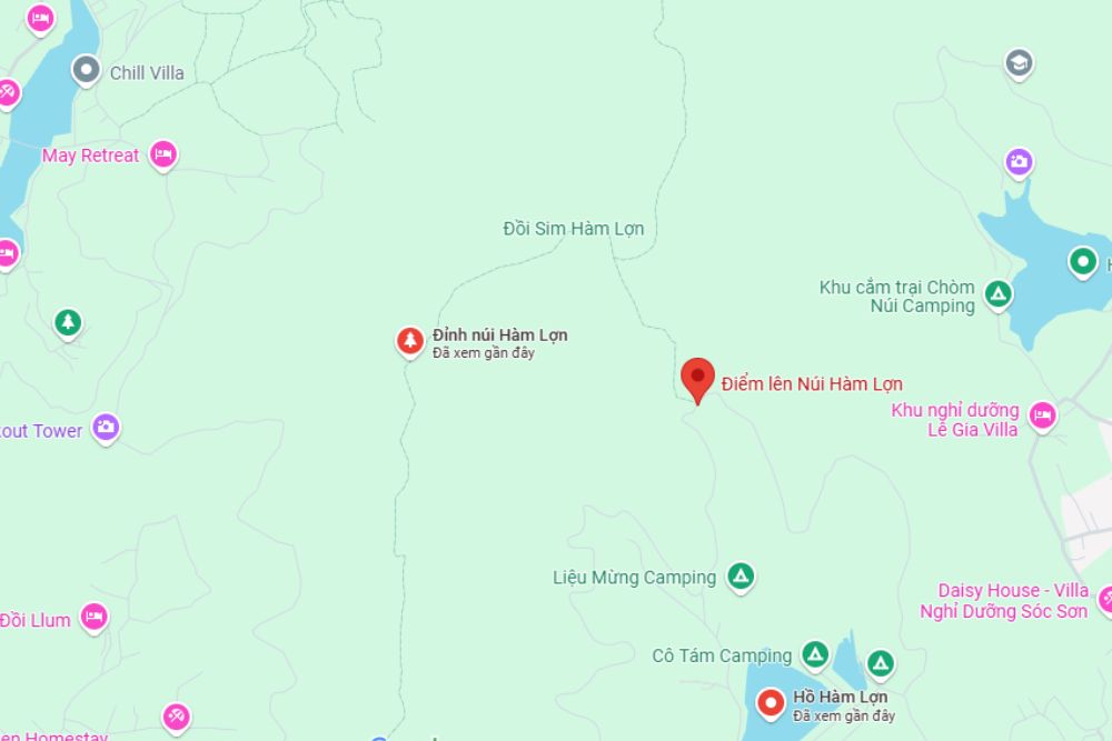 Núi Hàm Lợn nằm tại xã Nam Sơn, Sóc Sơn, Hà Nội (Ảnh: Google Maps)