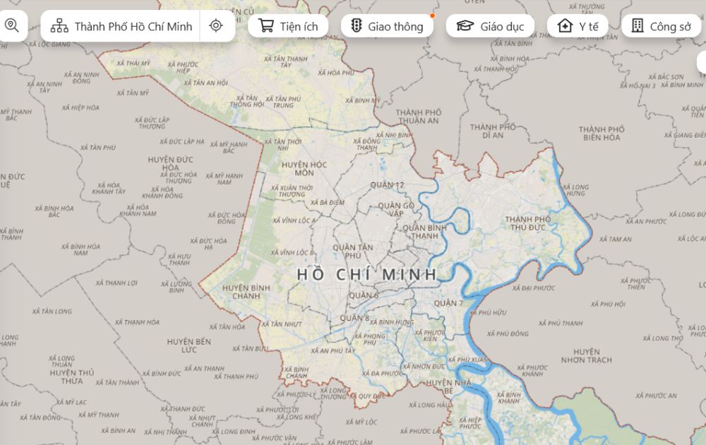 Bản đồ số thành phố Hồ Chí Minh (Ảnh: bando.tphcm.gov.vn)