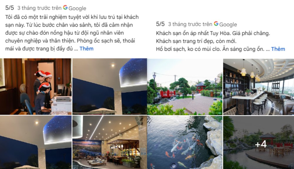 Khách hàng đánh giá tốt về bữa sáng phong phú và không gian thư giãn (Ảnh: Google Maps)