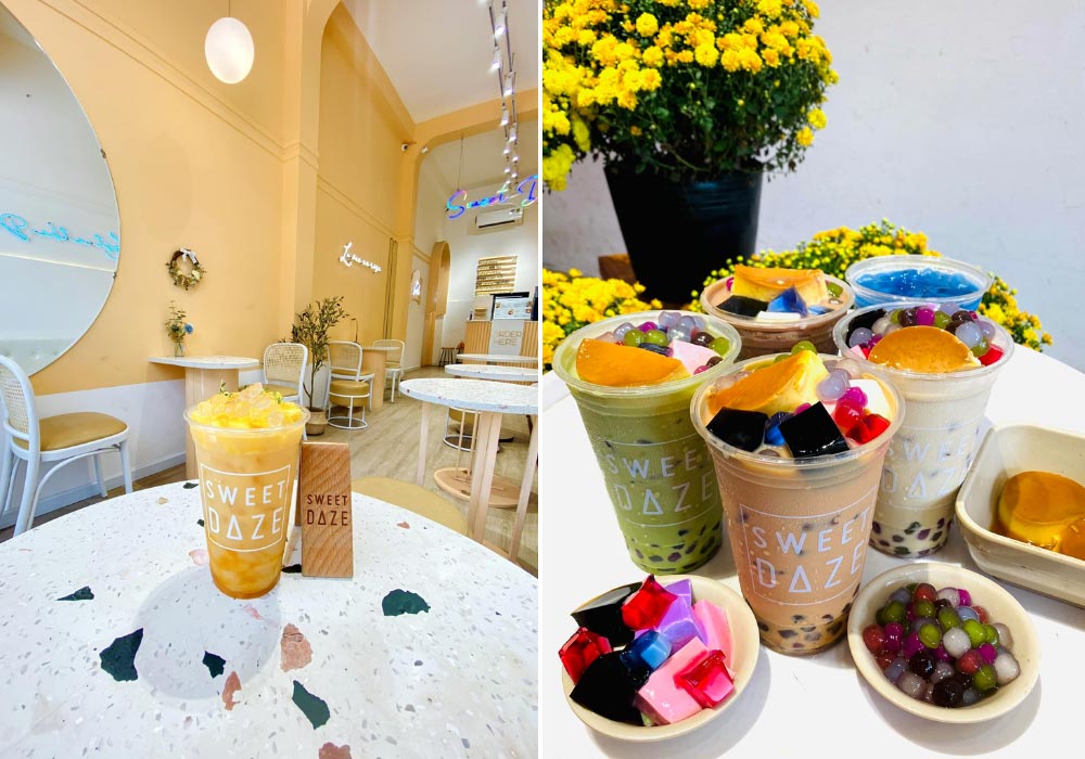 Trà sữa cùng các loại trà trái cây thanh nhiệt, tươi mát tại Sweet Daze (Ảnh: Sweet Daze Milk Tea)