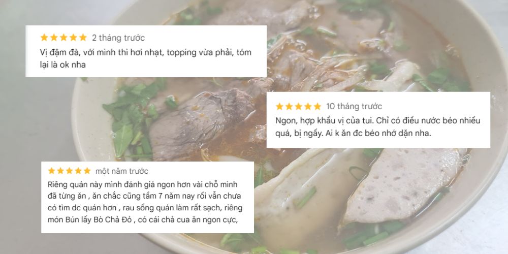 Bún bò Hằng được thực khách yêu thích bởi hương vị đậm đà 