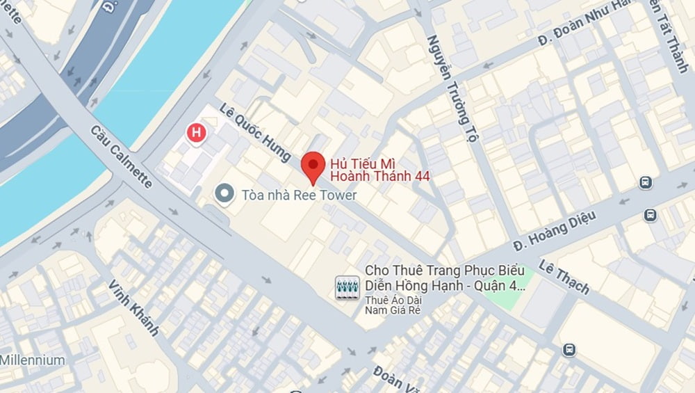 Địa chỉ của quán Hủ Tiếu Mì Hoành Thánh 44 (Ảnh: Google Maps)