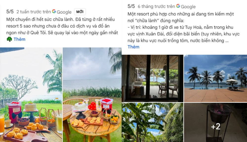 Khách hàng đánh giá cao sự gần gũi và mộc mạc của resort (Ảnh: Google Maps)