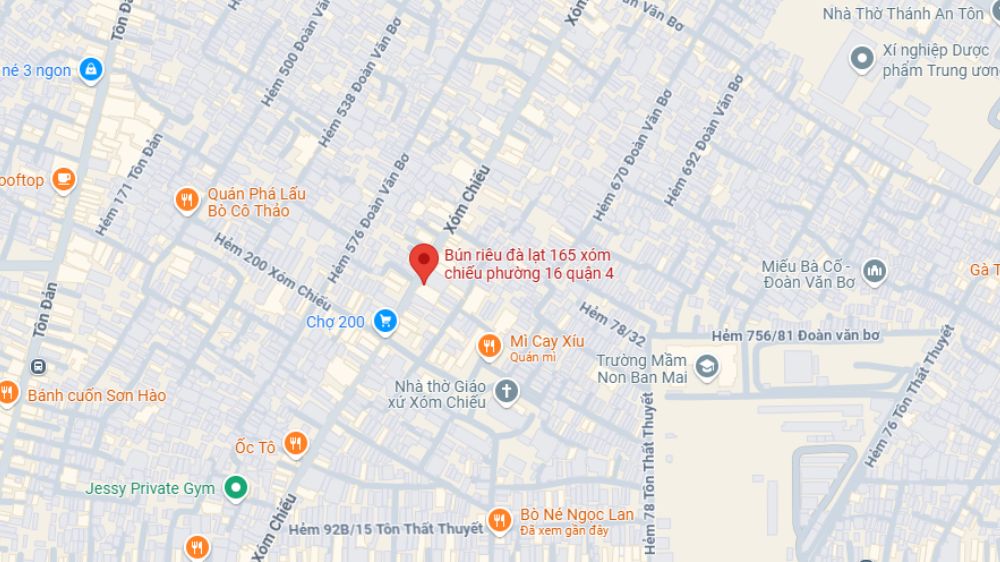 Bún riêu Đà Lạt 165 Xóm Chiếu Phường 16, Quận 4 (Ảnh: Google Maps)