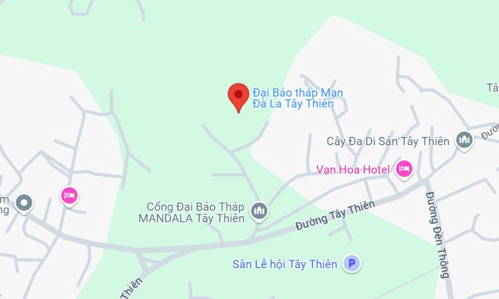 Tọa độ của Đại Bảo Tháp Tây Thiên trên bản đồ (Ảnh: Google Maps)