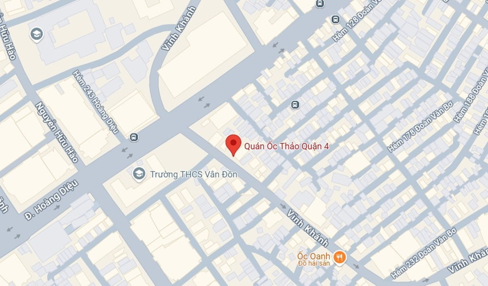 Ốc Thảo có địa chỉ ở 383 Vĩnh Khánh, Phường 8, Quận 4 (Ảnh: Google Maps)