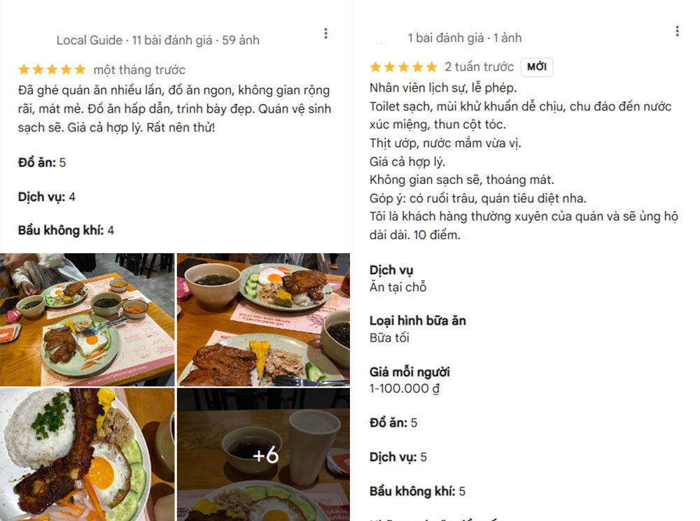 Nhận xét của khách hàng từng ăn tại quán Sà Bì Chưởng (Ảnh: Google Maps)