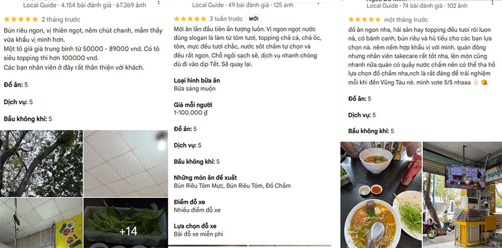 Đánh giá của khách hàng trên Google Maps (Ảnh: Google Maps)